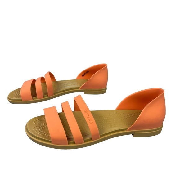 Crocs Tulum Open Toe Flats Womens Coral Strappy Sandals Size 8 - Picture 3 of 13